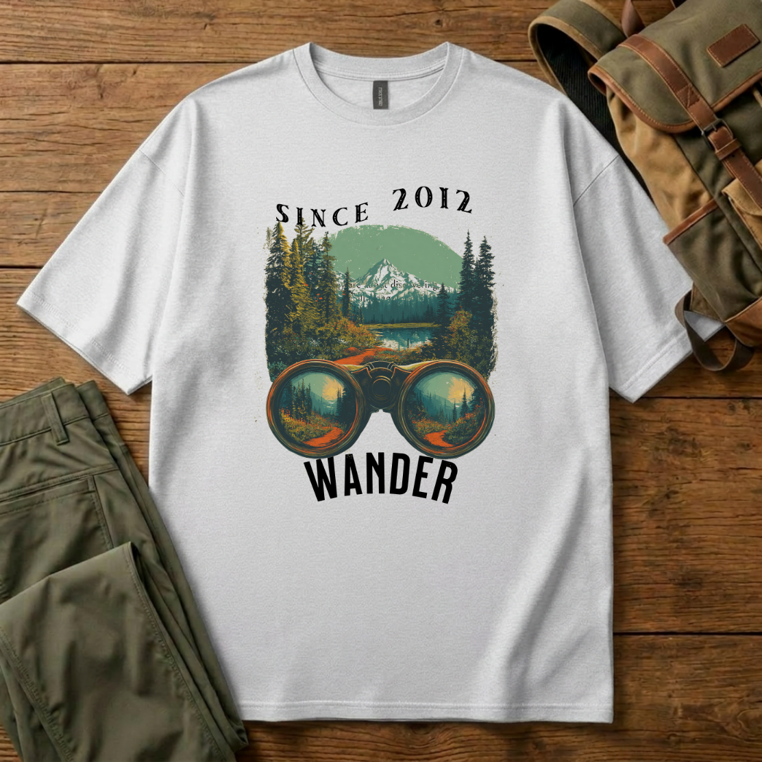 T-Shirt — 'Wander' Mountain Scenic Tee (Since 2012)