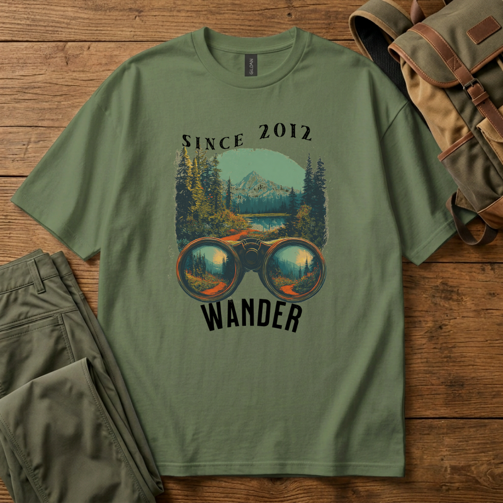 T-Shirt — 'Wander' Mountain Scenic Tee (Since 2012)