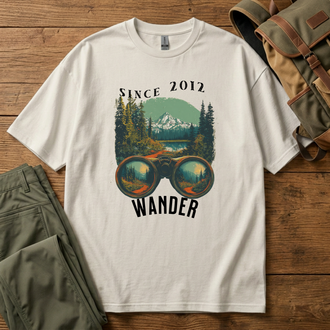 T-Shirt — 'Wander' Mountain Scenic Tee (Since 2012)